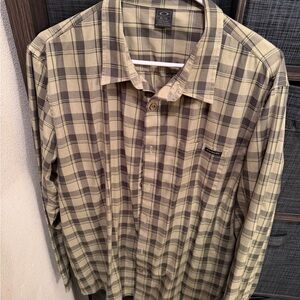 Oakley Men's Olive Green Plaid Button Down Shirt
